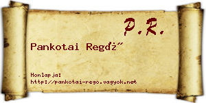 Pankotai Regő névjegykártya